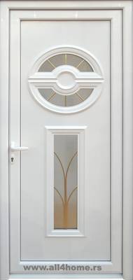 PVC ulazna vrata bela, panel 8572