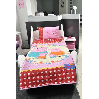 PREKRIVAČ DEČIJI 140/200 - PEPPA PIG -roza krug prekrivac
