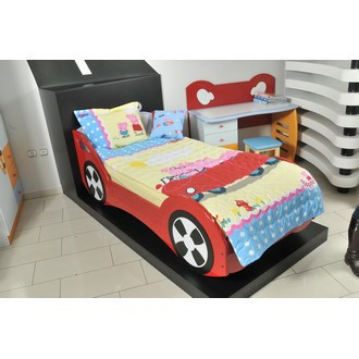 PREKRIVAČ DEČIJI 140/200 - PEPPA PIG -zuta-auto prekrivac